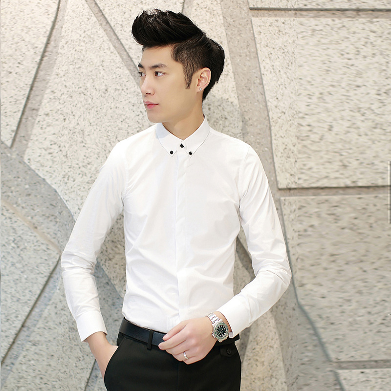 shirt Long sleeve Self cultivation Autumn Korean Edition handsome man leisure time shirt Trend Hair Stylist coverall Inch shirt