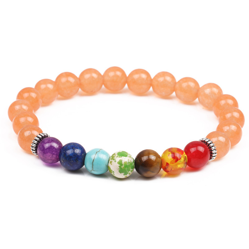 Natural Stone Colorful Chakra Energy Yoga Bracelet 8mm Green Agate Bracelet Bracelet display picture 1