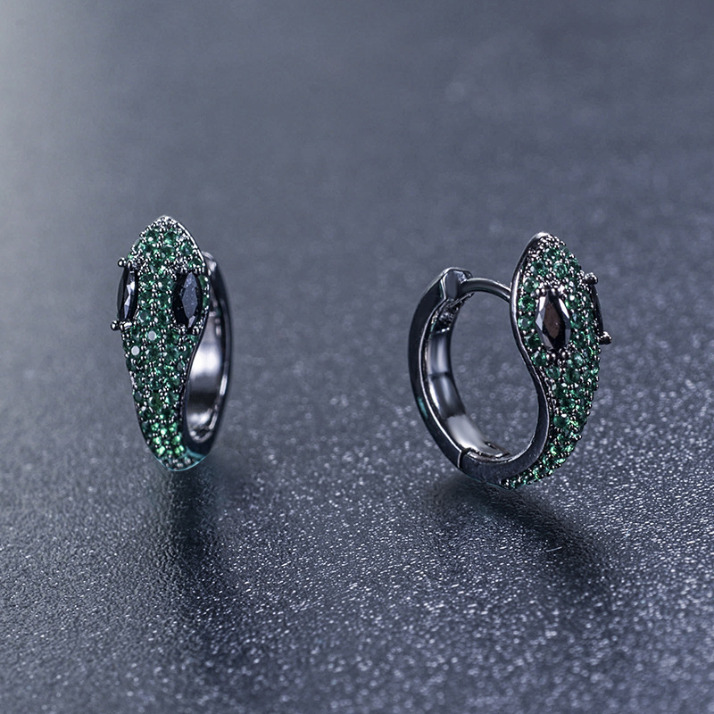 15g Weight Earrings Classification Housewarming, Anniversary, Business, Wedding, Travel, Birthday, Festival Occasion Copper Material Women'S Gender Plating Design Fashion Style Green, Gold, Silver Color New Snake-shaped Earrings With Delicate Zircon Earrings 4
