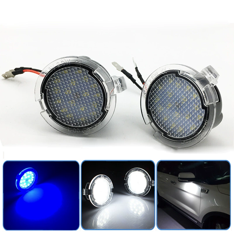 Трансграничная поставка подходит для светодиодного зеркала заднего вида Ford F150, напольный светильник, приветственный свет, белый, синий свет