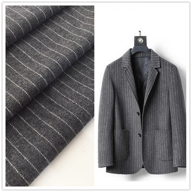 Manufactor goods in stock Bars Woolen fabrics spring and autumn stripe leisure time overcoat Trousers Thin section Melton suit cloth
