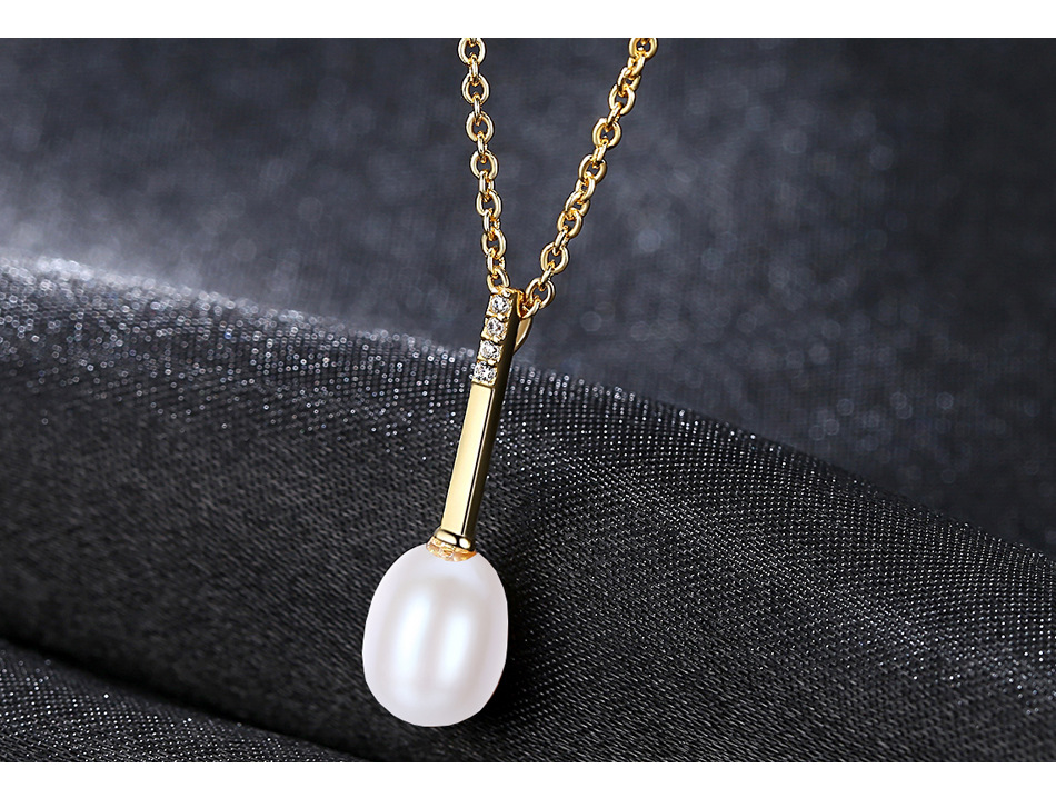 Collana in argento sterling S925 da donna con ciondolo in zircone 3A con micro perle d'acqua dolce da 7-8 mm_voghion.com