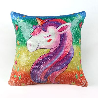 雙色亮片獨角獸新款 美人魚抱枕靠枕靠墊套不含芯廠家直銷