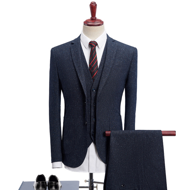 Men’s suit thickened slim groom wedding business casual suit three piece suit