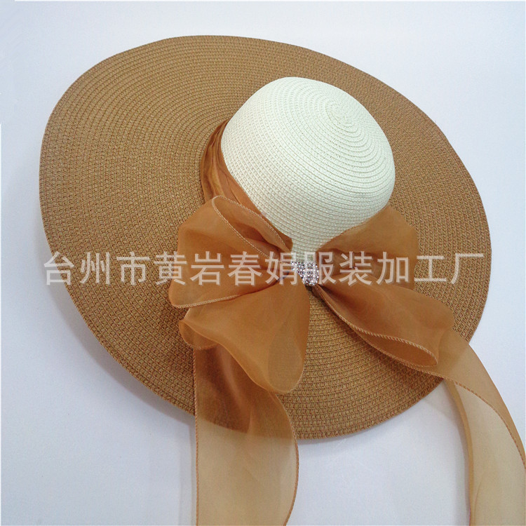 Nuevo verano de las mujeres girasol sombrero de paja grande turismo escénico punto playa sombrero al por mayor