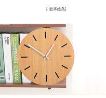 大爆款欧式木钟挂钟客厅卧室创意现代简约圆形数字时钟钟表挂表