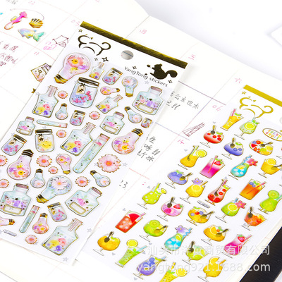 YT-HK Crystal stickers Paper sticker DIY three-dimensional Hand account decorate lovely transparent luggage Diary children Reward Sticker