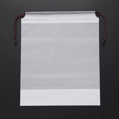 定制韩版磨砂抽绳袋透明穿绳束口袋美容巾精品创意拉绳塑料包装袋