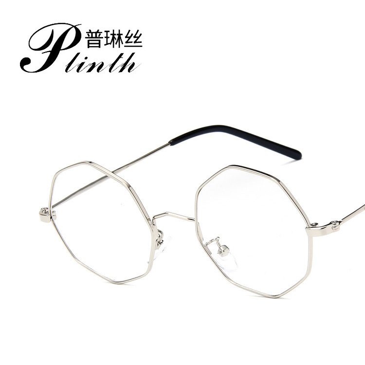 2018 polygonal metal eyeglass frame irregular 9990 trend with myopia flat lens