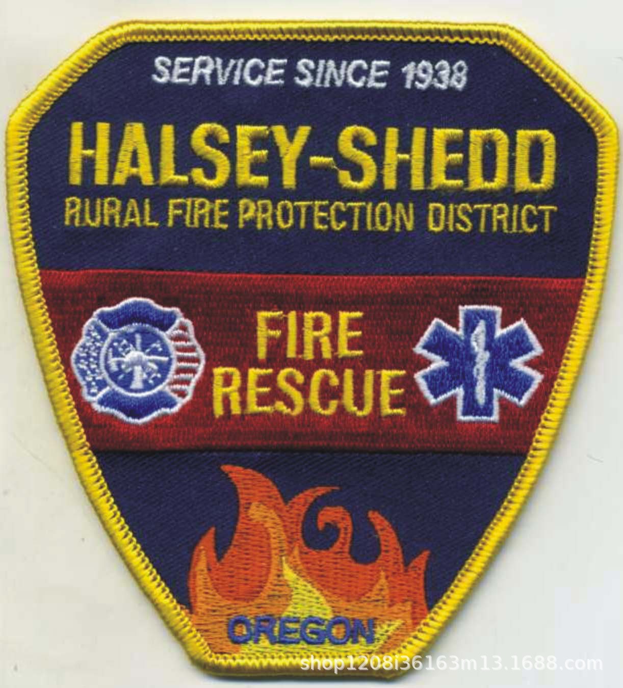 外贸加工火警绣花徽章FIRE POLICE 硬胶绣花章质量保