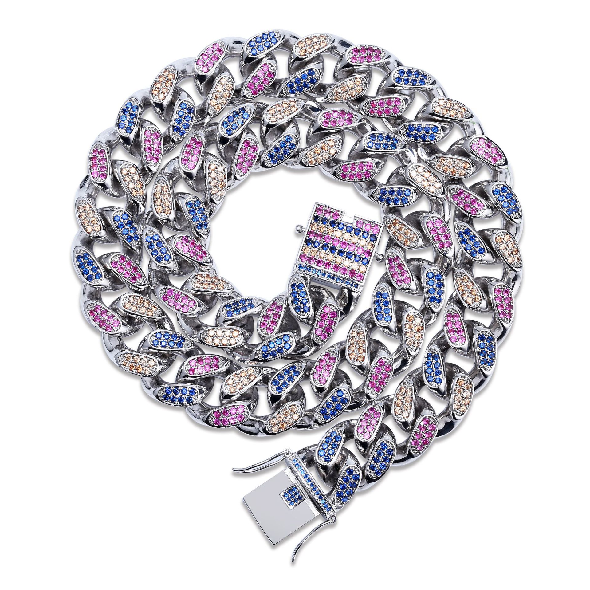 Iced Out Chains 18mm Diamond Miami Cuban Link Chain Luxury Designer Necklace Mens Hip Hop