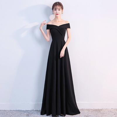 Evening dresses Robes de soirée Sexy one shoulder black party evening dress floor length dress maiduniform party Bridesmaid Dress