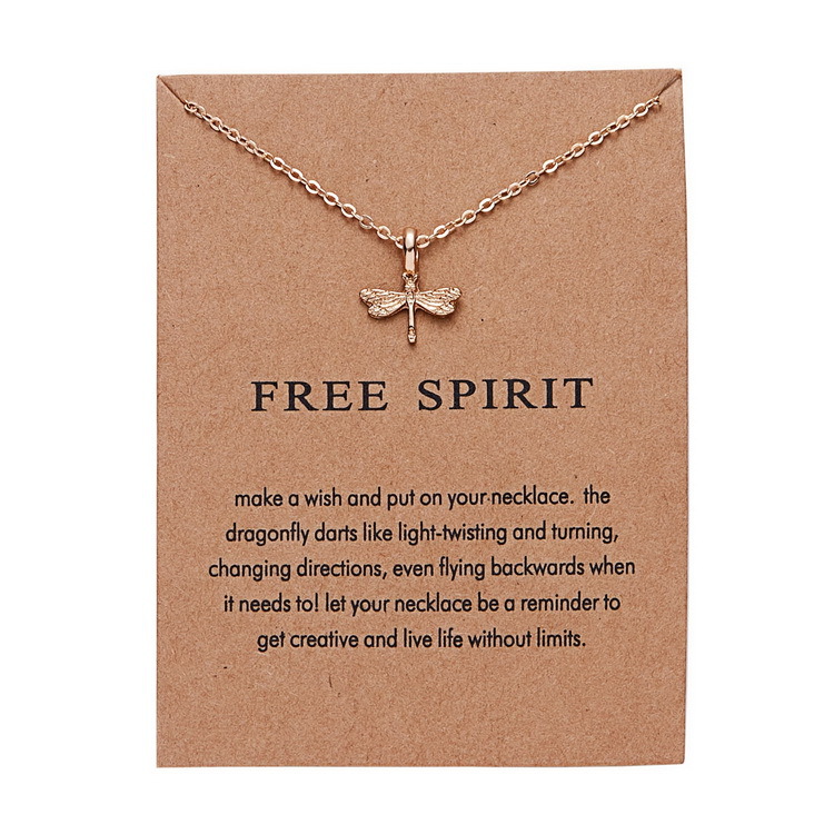 Foreign trade jewelry Free Spirit Paper card Dragonfly Alloy Necklace Korean Edition Simplicity Jewelry Cheap wholesale