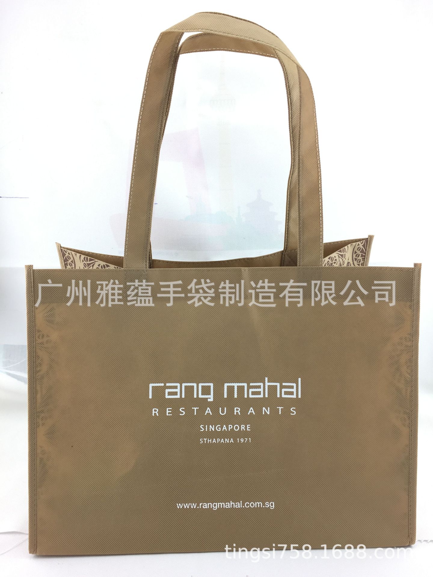 供应购物袋杏色环保无纺布袋印花环保广州袋工厂礼品家纺