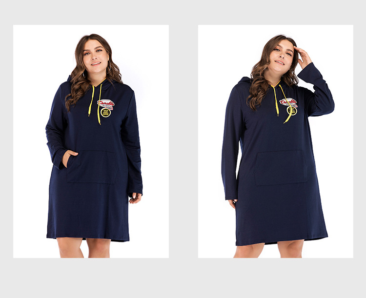 spring and autumn fashion casual hooded loose long-sleeved dress  NSJR17191