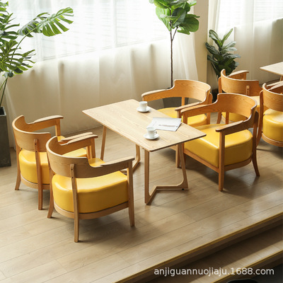 网红甜品奶茶店简约休闲西餐厅咖啡厅卡座接待小沙发洽谈桌椅组合|ms