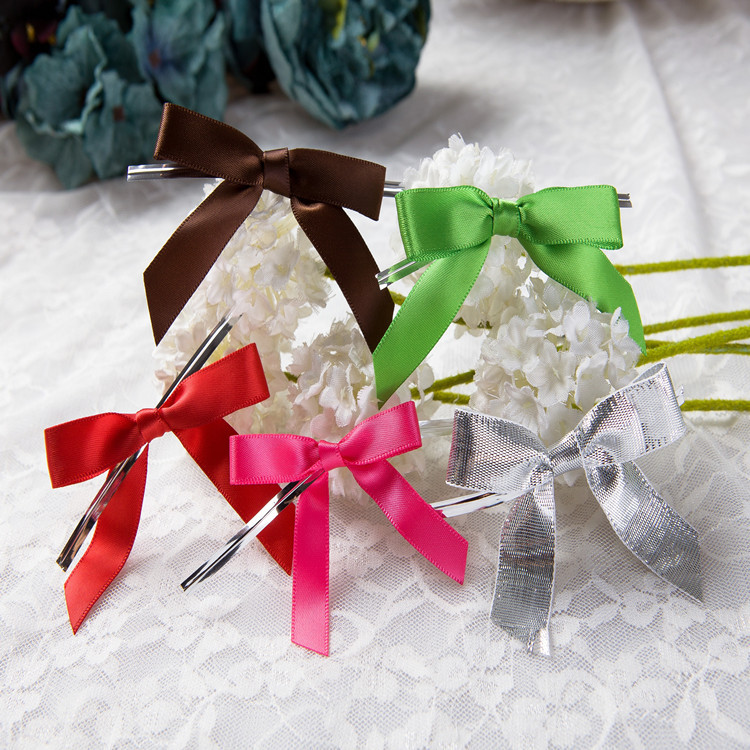 厂家手工缎带蝴蝶结批发扎丝小蝴蝶丝带绑线小蝴蝶结红色绿色辅料