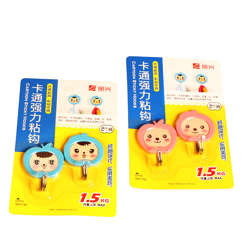 Zhenxing Tipo de dibujos animados puerta trasera pegajosa gancho baño hogar toalla colgando gancho rodamiento 1. 5kg 2 pack