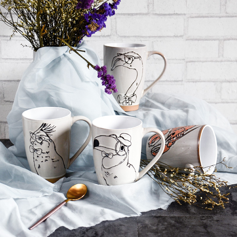 Taza creativa simple pintada a mano hielo grieta Taza de cerámica alivio gran capacidad taza de agua taza de leche taza de café al por mayor