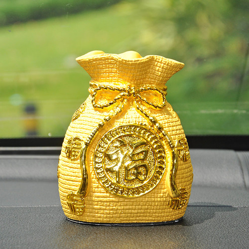 Velvet Sand Gold Resin Crafts Lucky Bag Lucky Money Bag Piggy Bank Car Ornaments Car Interiors Dropshipping