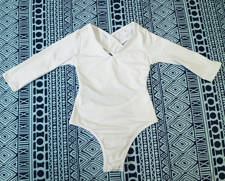 Deep V Neck Cross Back Long Sleeve Parent Child Top Kids Jumpsuit Swimsuit Comfortable Fabric Stylish Design Summer