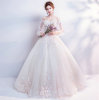 New champagne bridal wedding dress Princess trumpet sleeve dress