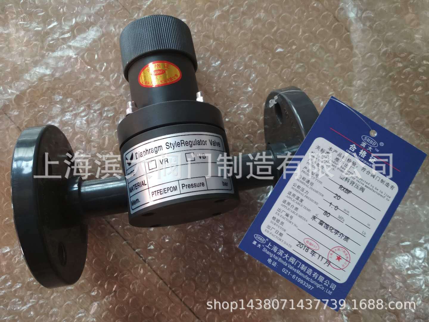 上海滨大阀门制造有限公司供应塑料法兰背压阀PVC背压阀RXBF DN15