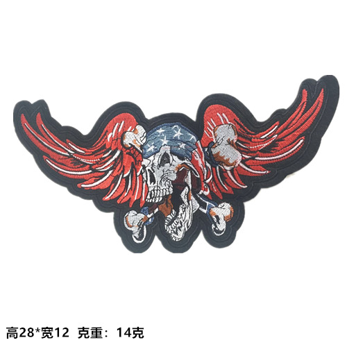 Estilo europeo y americano cráneo pegatinas de tela bordado estilo de la Universidad Ropa Decoración calcomanías fresco motocicleta fantasma cabeza reparación subsidio
