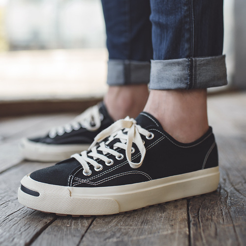 Open smile canvas shoes for women summer new shoes ins versatile casual flat bottom trendy shoes niche couple black sneakers