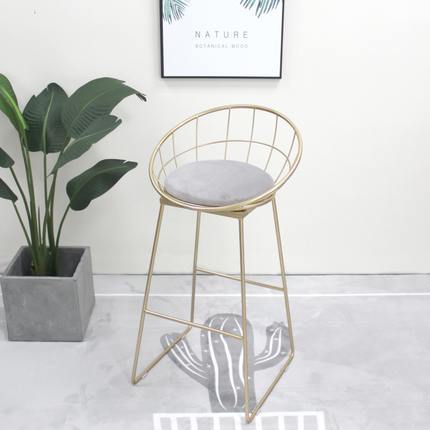 Nordic Hierro Bar silla respaldo simple Oro ins Silla de Bar personalidad creativa tienda de postres de la leche tienda de té taburete image 7