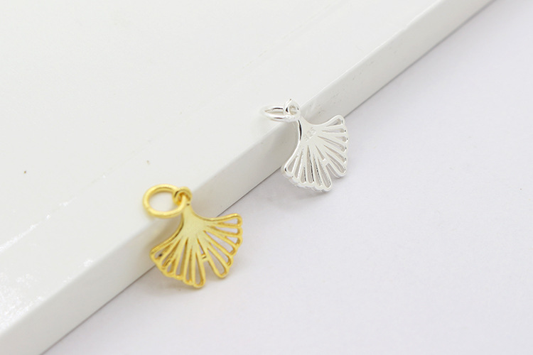 1g Weight 1 Piece 10*8.6mm 925 Sterling Silver Shamrock Ginkgo Leaf Fish Tail Polished Pendant