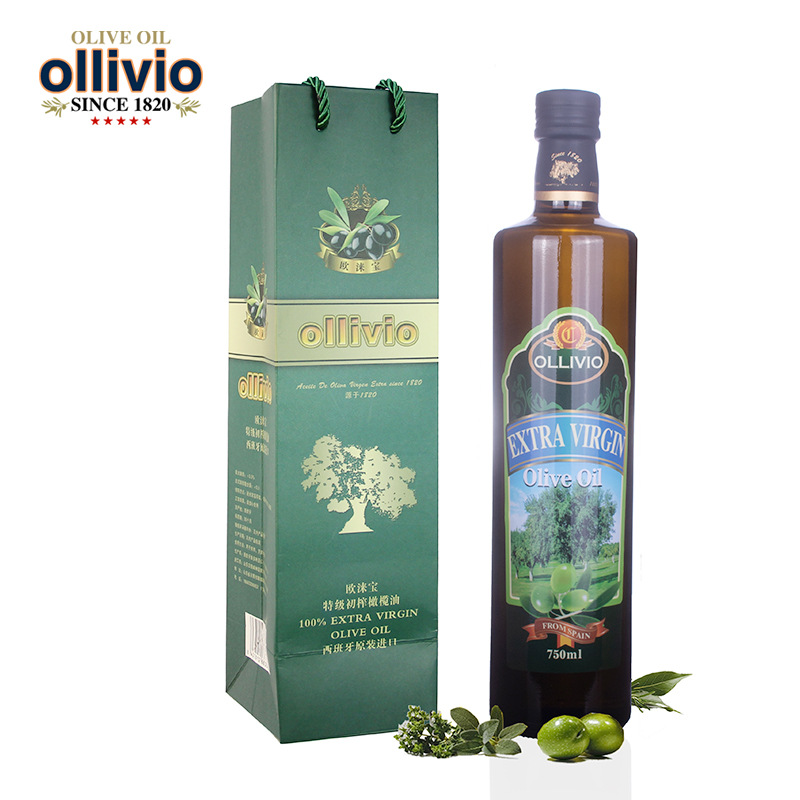 欧涞宝特级初榨橄榄油750毫升单瓶礼袋装西班牙原装进口总批发