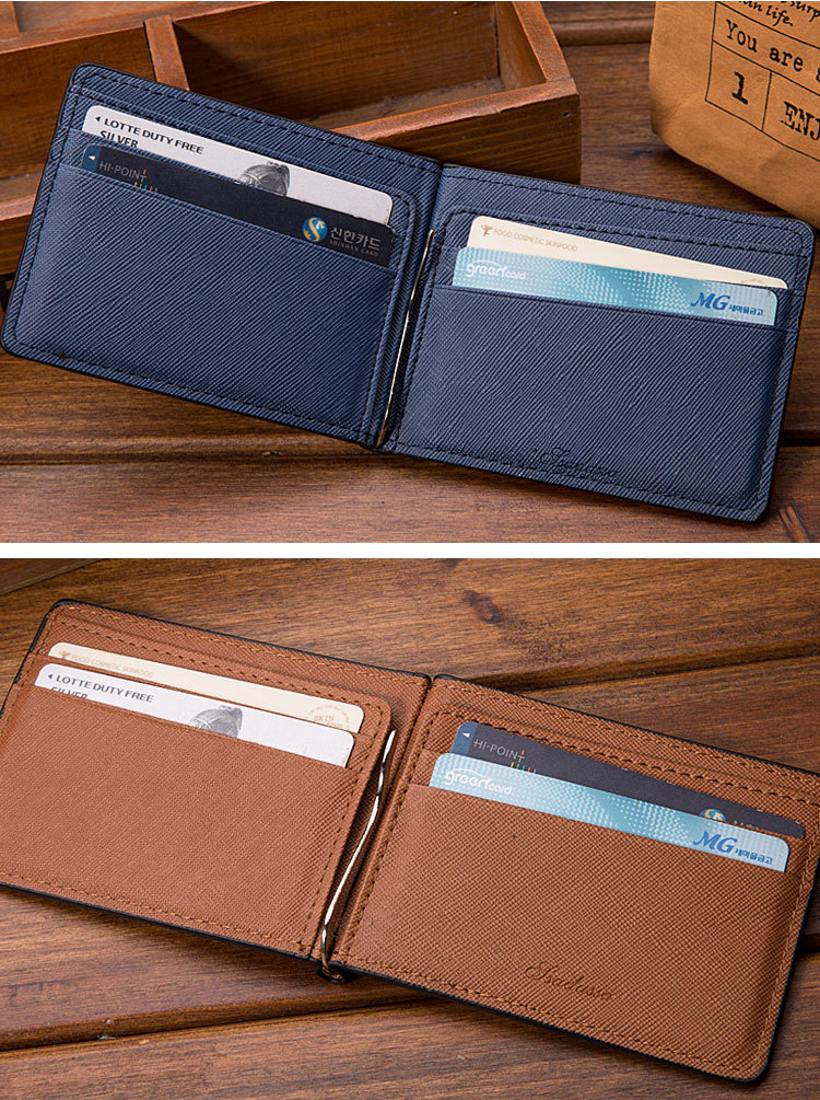 120g Weight Synthetic Leather Lining Material Business Occasion Pu Leather Material Solid Color Pattern Men'S Gender Square Shape Grey, Blue, Black Color New Men's Us Dollar Bag Multi-card Wallet Beauty Wallet Wholesale Nihaojewelry 9