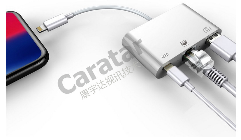 新款Lightning千兆网卡转换器平板转RJ45以太网网线接口