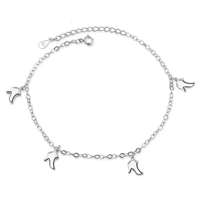 新款S925纯银饰品 时尚新款简约chic风高跟鞋脚链现货供应