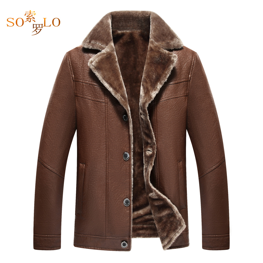 new pattern originality middle age PU Fur integrated leather jacket Plush thickening Rivers and lakes network live broadcast Source of goods leather clothing