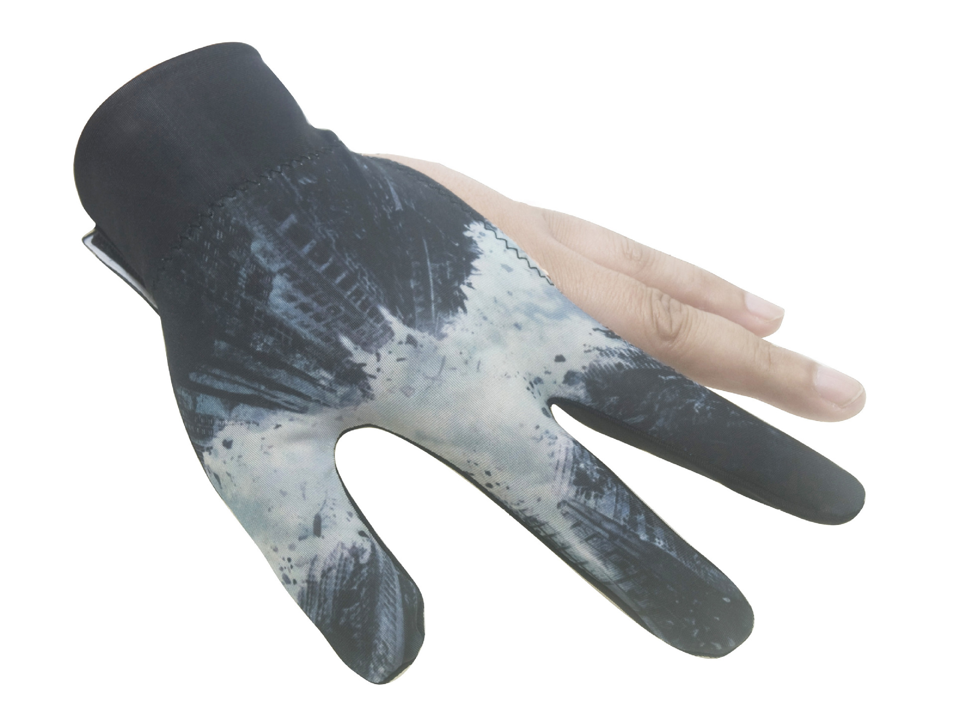 Alto elástico antideslizante resistente al desgaste transpirable de tres dedos guantes de billar guantes sunoke guantes de billar al por mayor