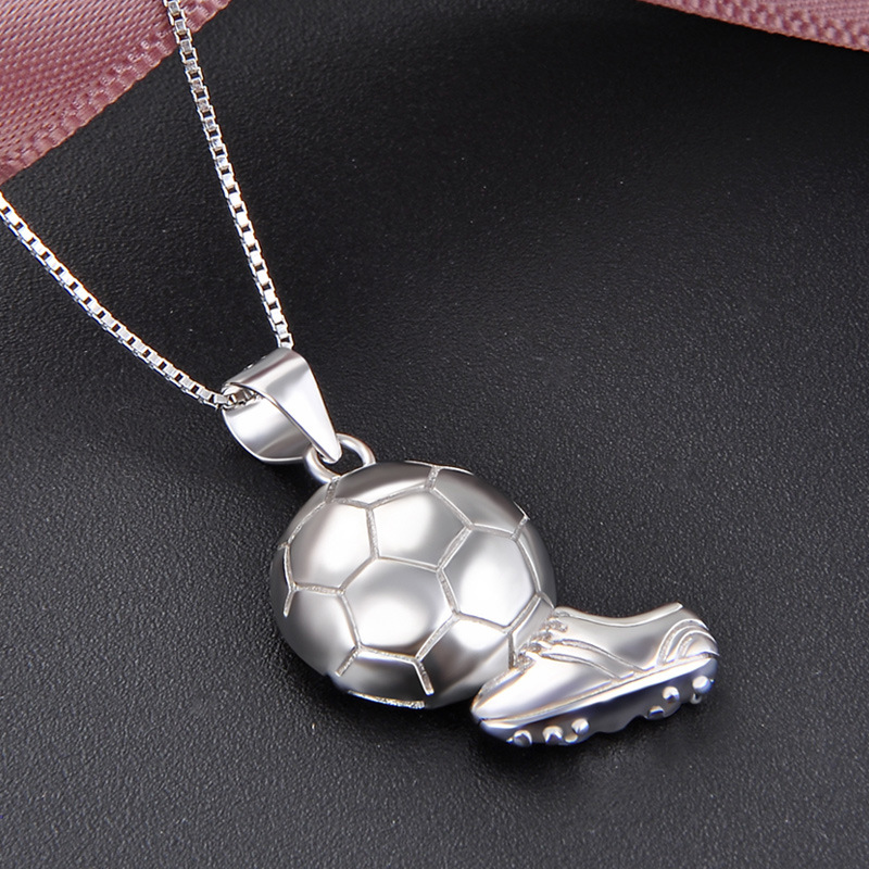 Fútbol s925 plata colgante collar dinámico personalidad dulce chica fresca joyería de moda al por mayor