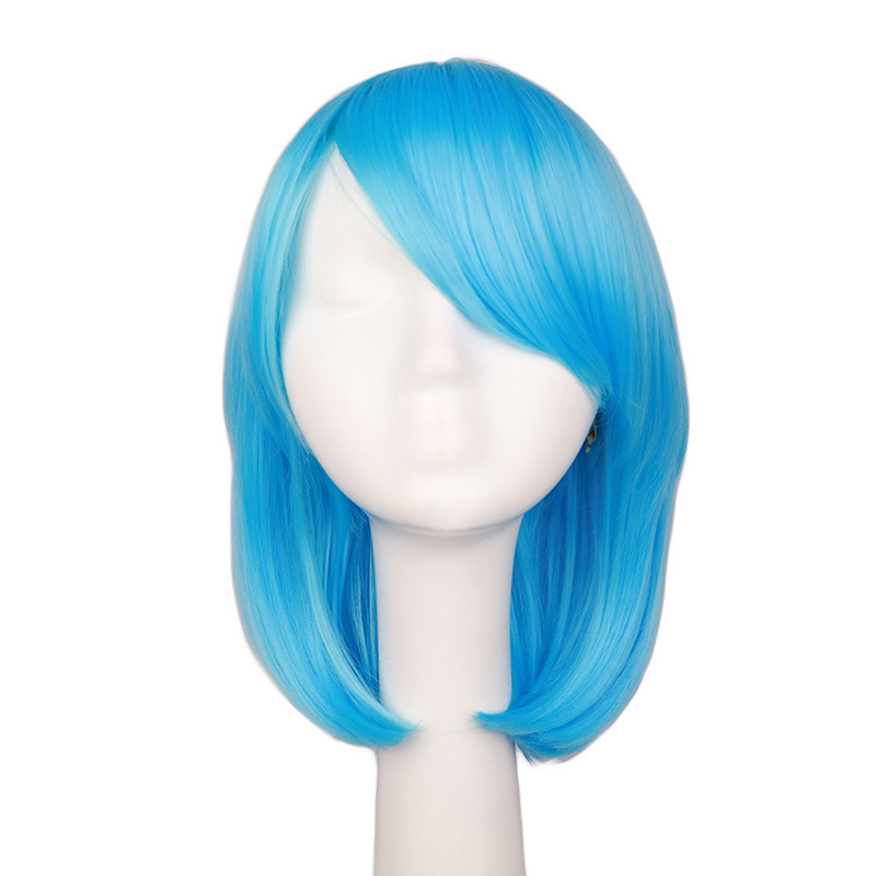 Cosplay Wig/new/anime Cos Wig Water Blue Short Hair Msn Korean Style Face Trimming Long Wave Cross-border display picture 10