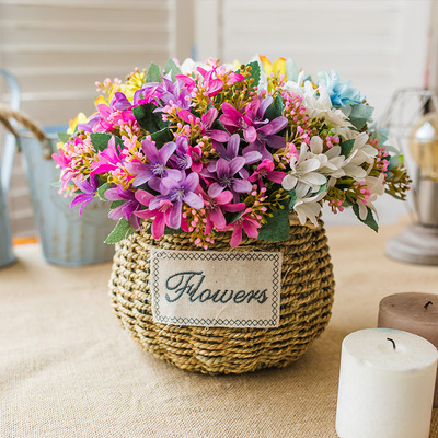 European style 20 Head Narcissu Artificial Flower Artificial flower Juanbu Bouquet of flowers flower arrangement European style Countryside Home Furnishing a living room simulation to ground