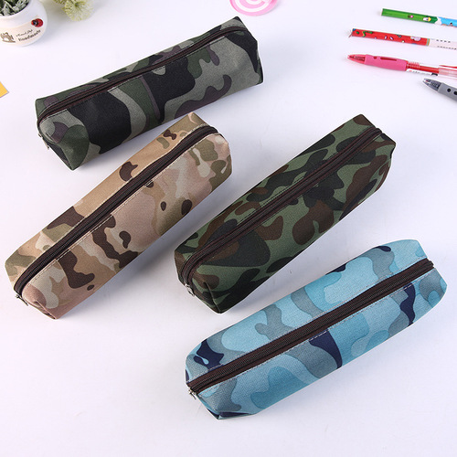 Creative camouflage stationery bag, fashionable Oxford cloth, large capacity student dirty-resistant pencil bag, military training pencil bag, direct supply from the manufacturer