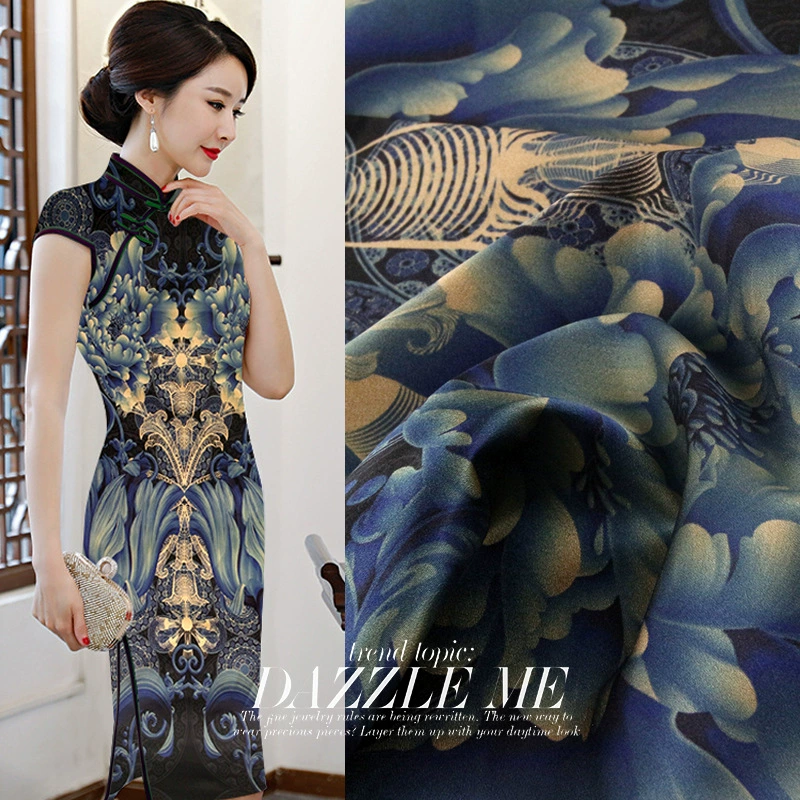 Silk elastic dress, cheongsam, cloth