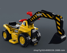 儿童电动挖土童车不带声音启蒙卡通工程黄色挖土车电动车童车