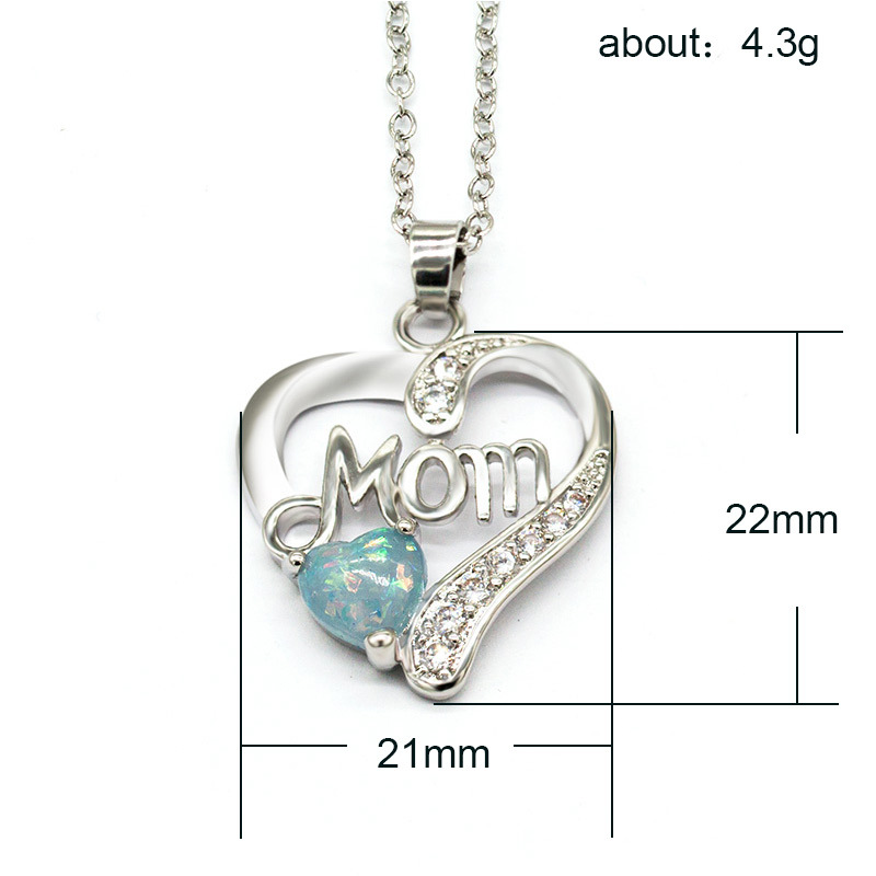 8g Weight Gem Inlay Material Copper Simple Style Classic Style Heart Shape Inlaid Gemstone Necklace
