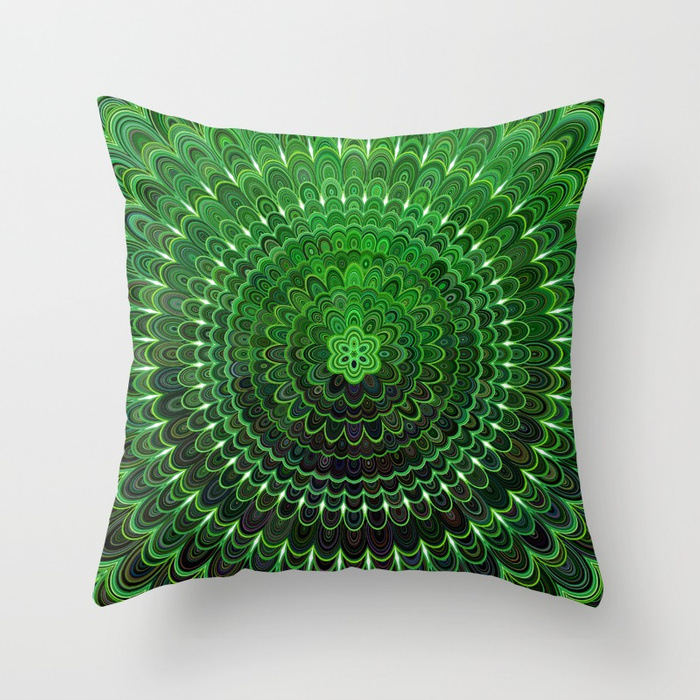 green-flower-mandala-pillows