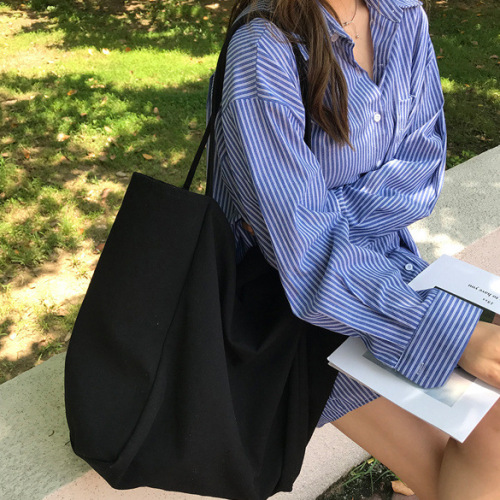 Korean ins super popular canvas bag women's shoulder bag chic literary student versatile portable large capacity shopping bag