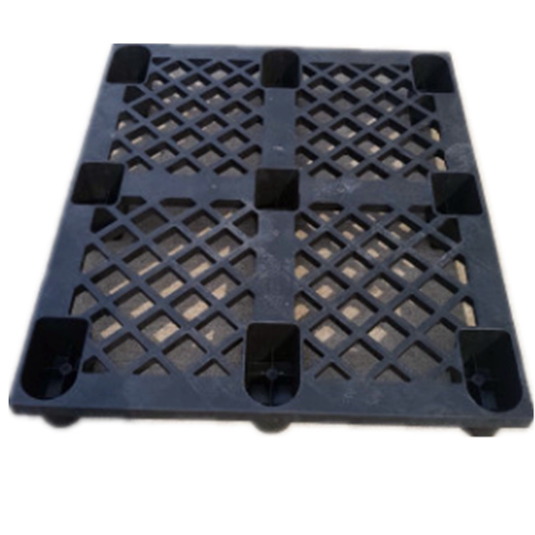 厂家批发1210网格九脚塑料托盘黑色厚款塑料卡板一次性出口专用板