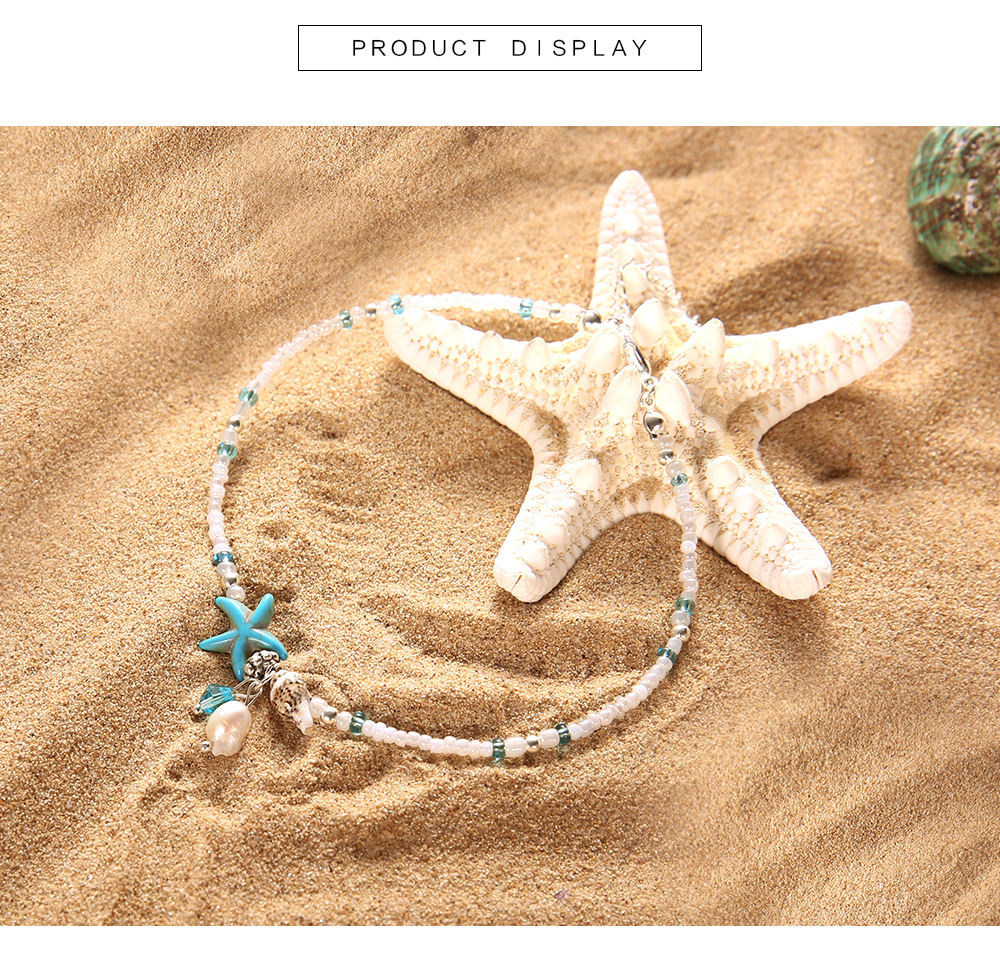 Starfish, Conch Pattern Wholesale Jewelry Beach Starfish Conch Beaded Alloy Artificial Pearls Anklet