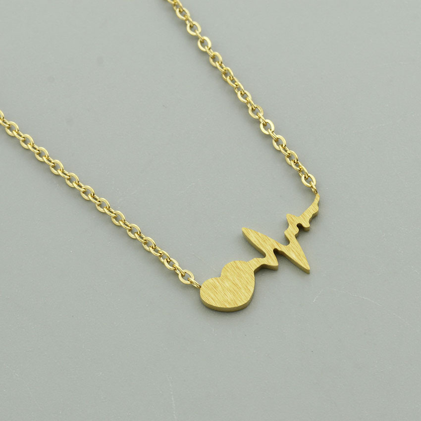 Heartbeat Curve Pendant Necklace display picture 12