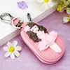 High-end cartoon key bag, shoulder bag, cute car keys, genuine leather, South Korea